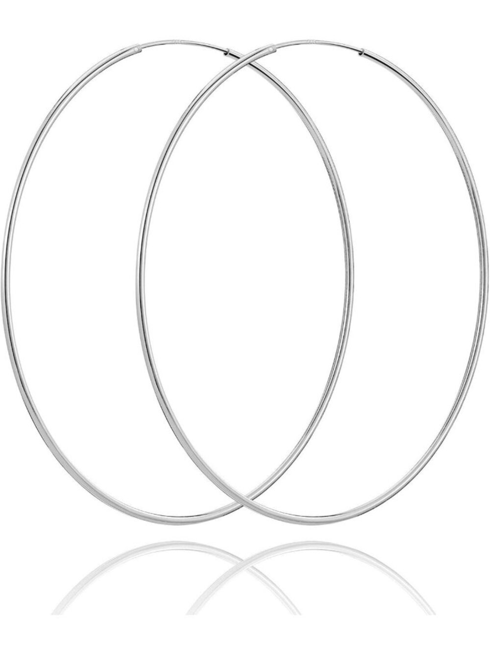 Lightweight 925 Sterling Silver Endless Hoop Earrings for Women, Thin Post